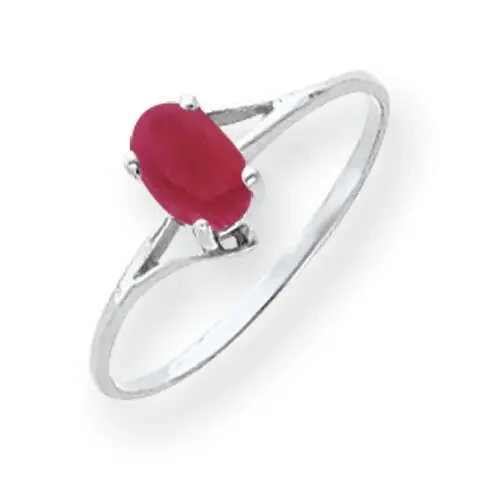 Created Ruby Ring 14k white Gold 6x4mm Oval Y4660CR