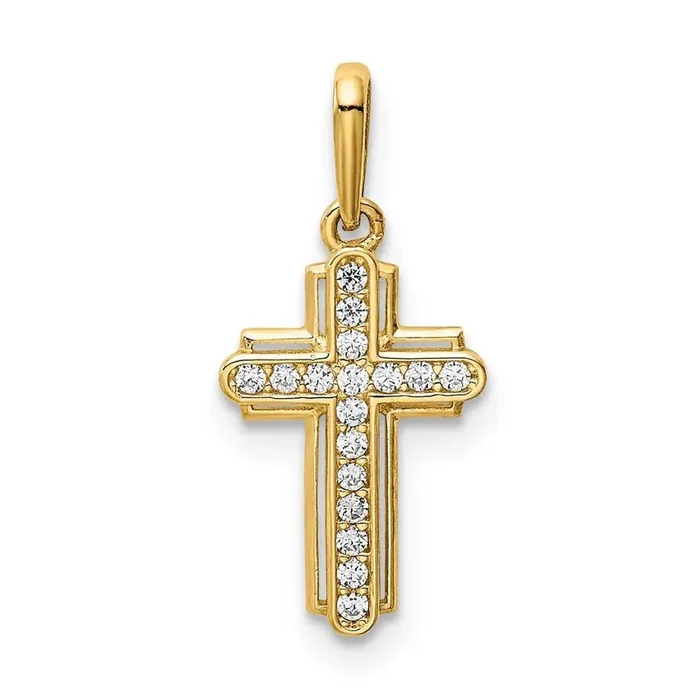 Cross Pendant 14k Gold CZ Diamond YC1404