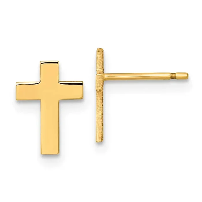 Cross Post Earrings 14k Gold Polished XR2158