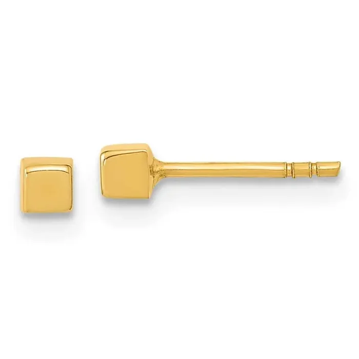 Cube Post Earrings 14k Gold Polished YE1944