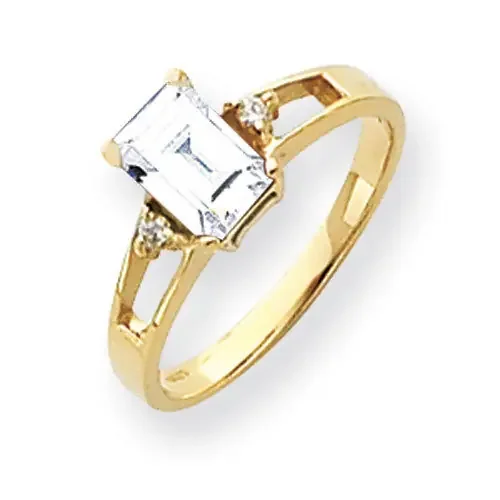Cubic Zirconia Diamond Ring 14k Gold 7x5mm Emerald Cut Y4757CZ/A