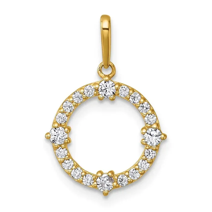 CZ Circle Pendant 14k Gold Polished YC1608