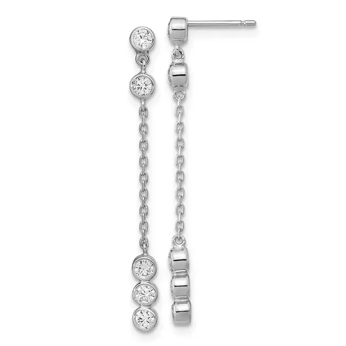 CZ Diamond Chain Link Dangle Earrings 14k White Gold YE1929