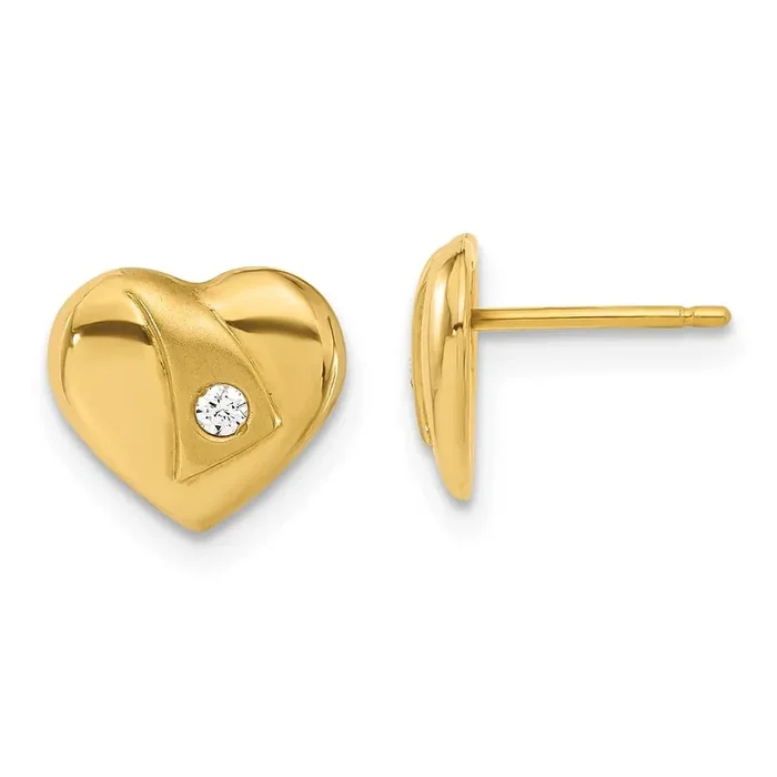 CZ Heart Earrings 14k Gold XY852