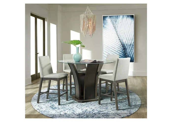 Dapper 5 Piece Round Counter Height Dining Set – Table Four Chairs