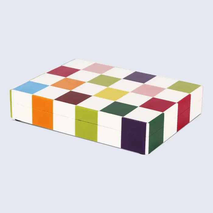 Decorative Boxes Medley Jester Pattern Resin Inlay Collection in 7 Sizes, Multicolor