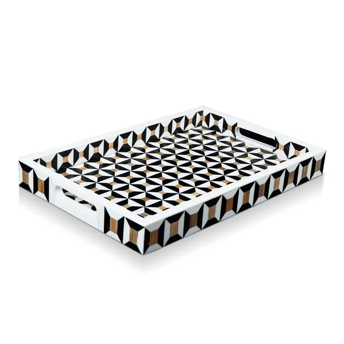 Decorative Trays Discovery Cypher Pattern Resin Inlay Collection in 2 Sizes