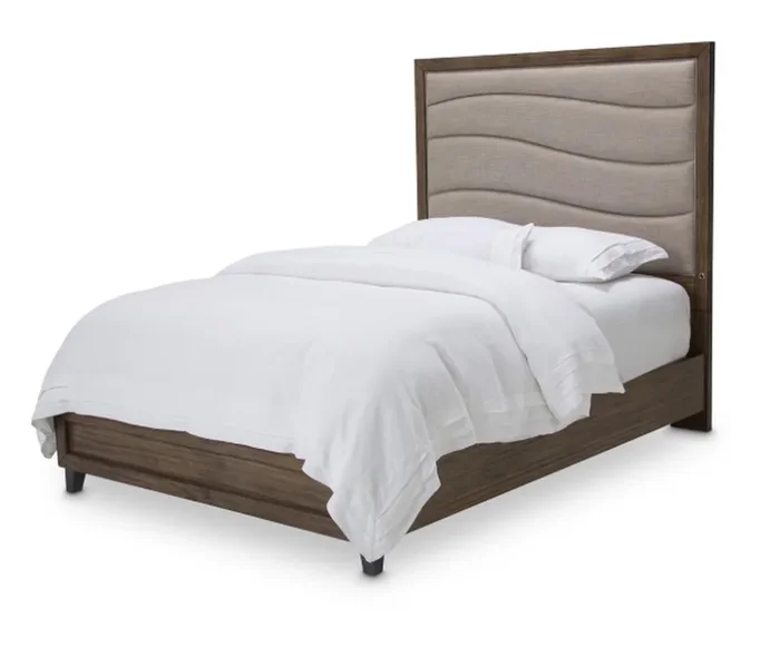 Del Mar Sound Queen Panel Bed with Fabric Insert in Boardwalk