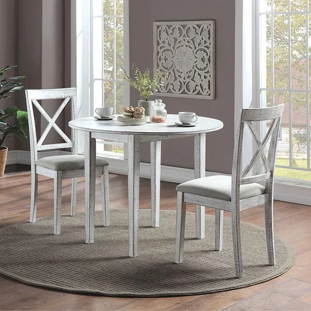 DELEMONT 3 Pc. Dining Table Set, White