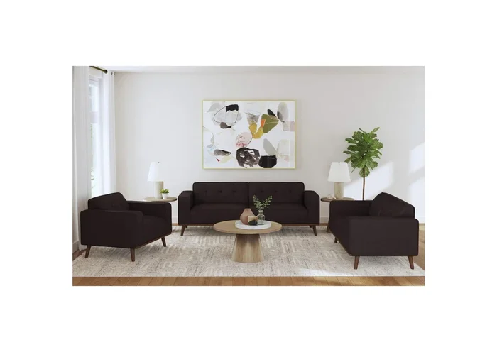 Destiny Sofa With Wood Front In Pebble Brown