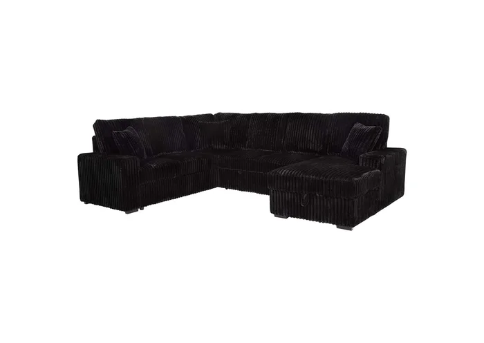 Devonshire Sleeper Sectional Sofa Storage Chaise Black