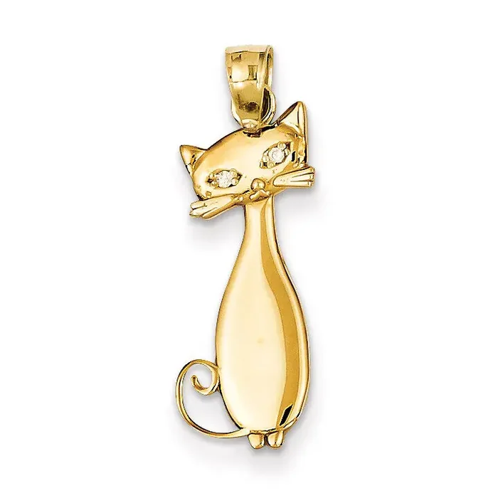 Diamond Cat Pendant 14k Gold YC1105
