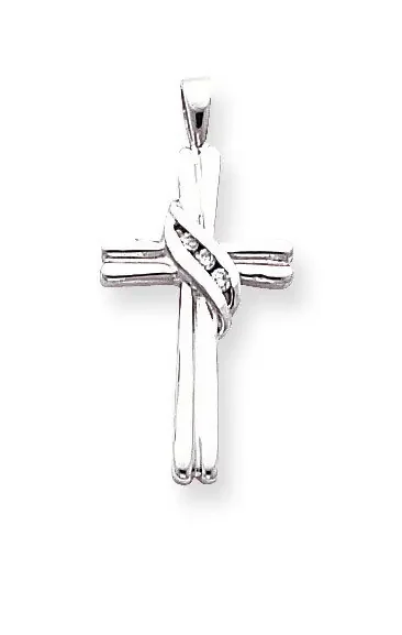 Diamond Cross Pendant 14k White Gold XP760WAA