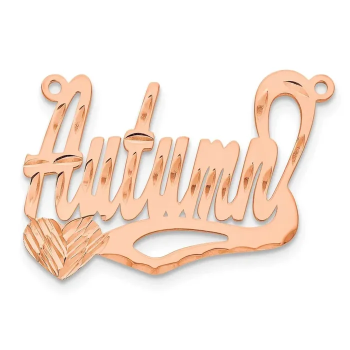 Diamond-Cut Heart Name Plate Sterling Silver Rose-plated XNA154RP