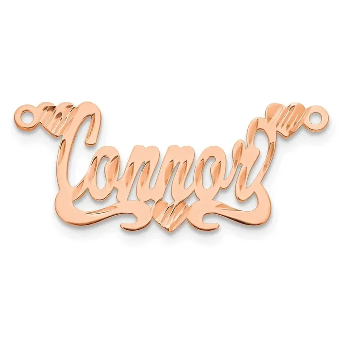 Diamond-Cut Hearts Name Plate Sterling Silver Rose-plated XNA164RP