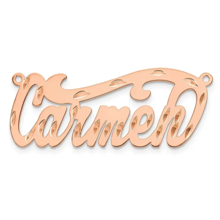 Diamond-Cut Name Plate 14k Rose Gold XNA148R