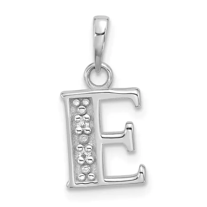 Diamond Letter E Initial Pendant 14k White Gold YC1541WE