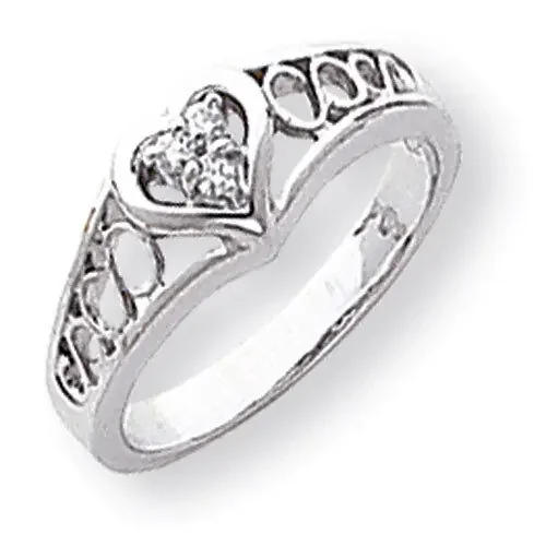 Diamond Quality AA heart ring 14k White Gold Y1733AA