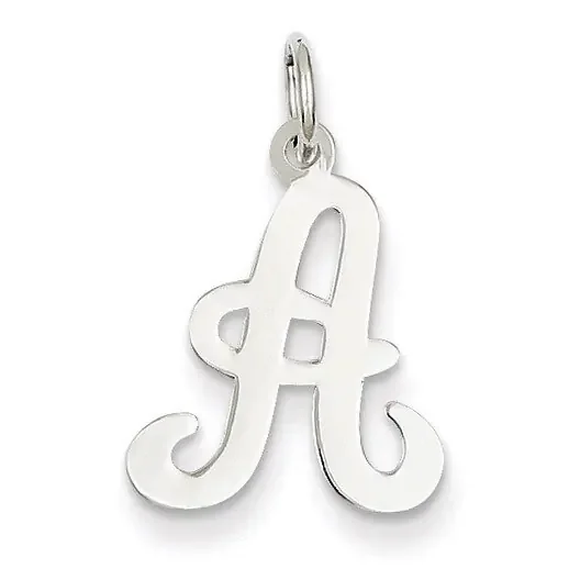 Die Struck Initial A Charm 14k White Gold YC249A