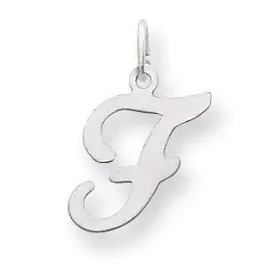 Die Struck Initial F Charm 14k White Gold YC249F