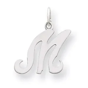 Die Struck Initial M Charm 14k White Gold YC249M