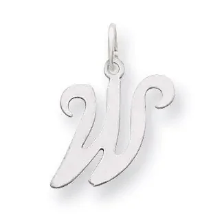 Die Struck Initial W Charm 14k White Gold YC249W