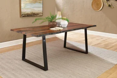Ditman 80-inch Live Edge Dining Table Grey Sheesham / CS-110181