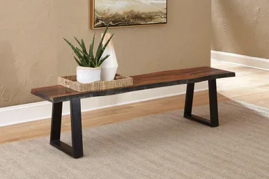 Ditman Live Edge Wood Dining Bench Grey Sheesham / CS-110183