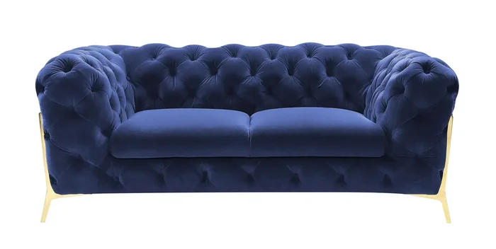Divani Casa Sheila Transitional Dark Blue Fabric Loveseat