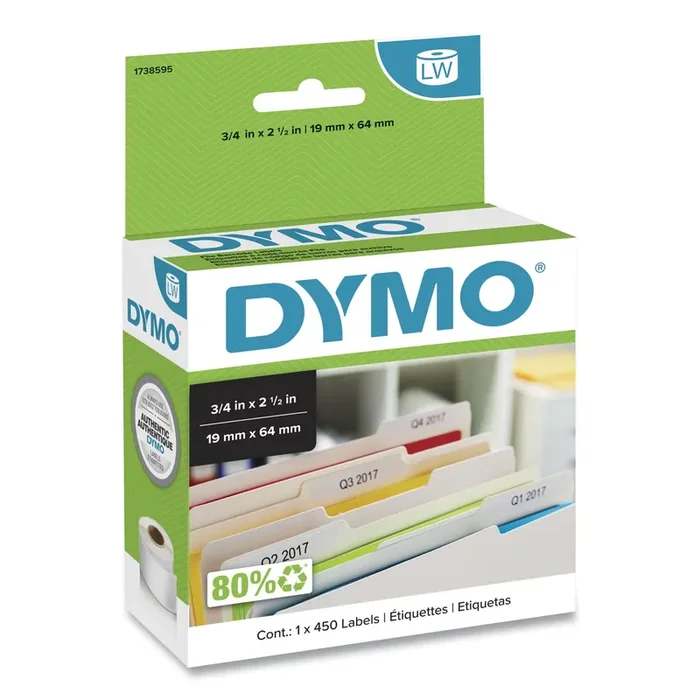 DYMO® Labelwriter Bar Code Labels, 0.75″ X 2.5″, White, 450 Labels/roll