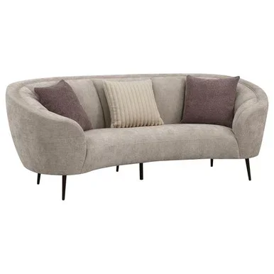 Ellorie Upholstered Channel Back Curved Sofa Beige / CS-504837
