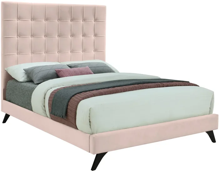 Elly Pink Velvet King Bed