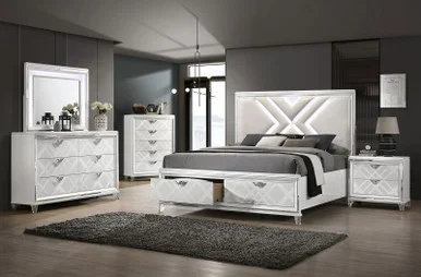 EMMELINE Queen Bed, White / FOA7147WH-Q-BED
