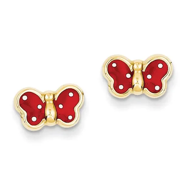 Enameled Butterfly Earrings 14k Gold YE594