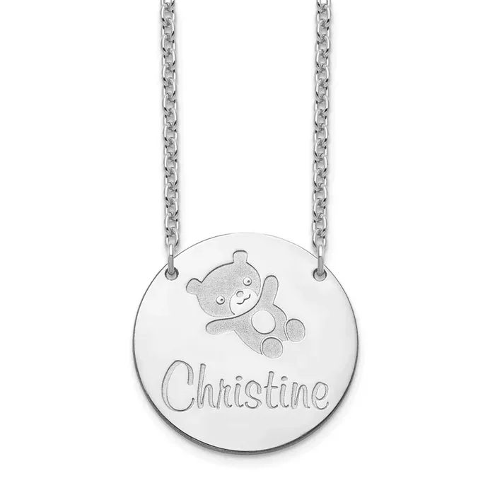 Engravable Customized Circle Necklace Sterling Silver XNA1044SS