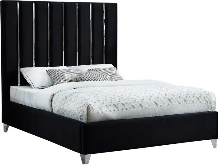 Enzo Black Velvet Full Bed