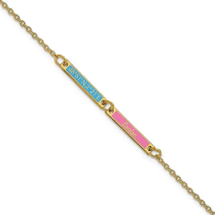 Epoxied 2 Station Bracelet 7 Inch 14k Gold Brushed XNA1183/2Y