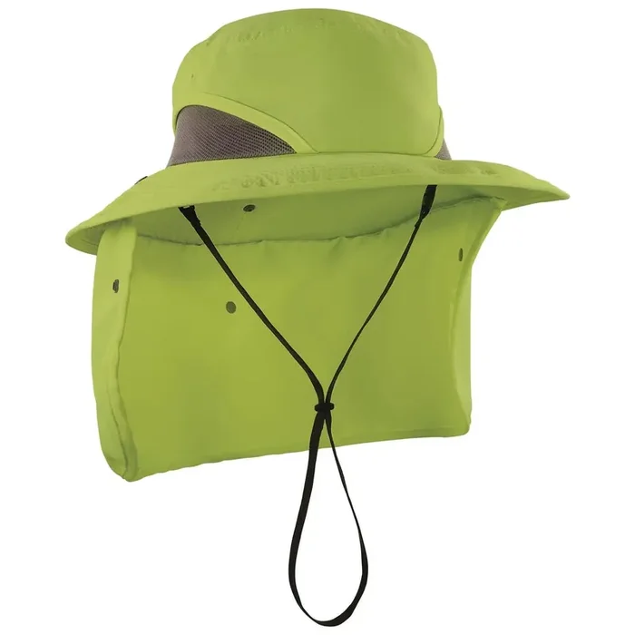 ergodyne® Chill-Its 8934 Ranger Hat with Neck Shade, Microfiber/Polyester, Small/Medium, Lime