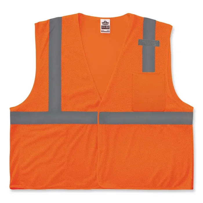 ergodyne® GloWear 8210HL-S Single Size Class 2 Economy Mesh Vest, Polyester, Medium, Orange