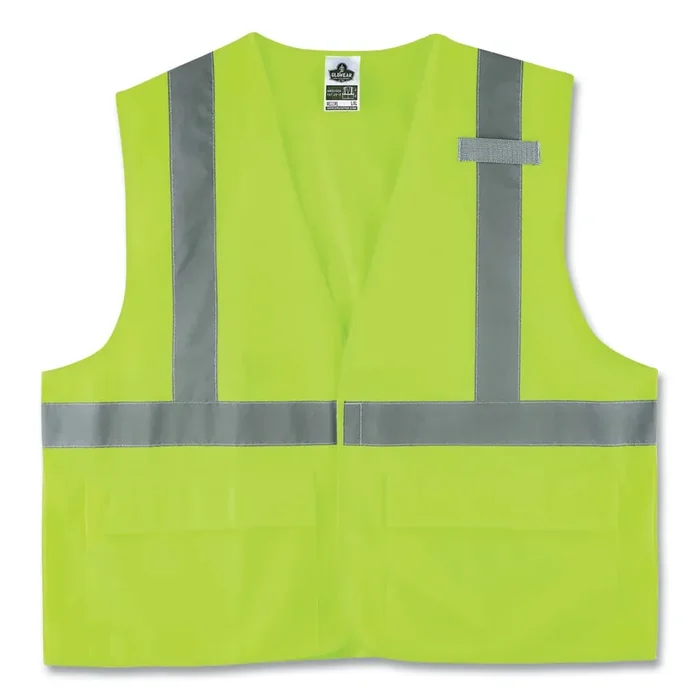 ergodyne® GloWear 8225HL Class 2 Standard Solid Hook and Loop Vest, Polyester, Lime, 4X-Large/5X-Large