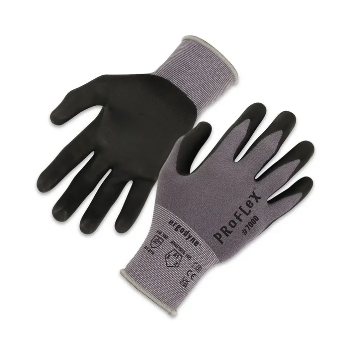 ergodyne® ProFlex 7000 Nitrile-Coated Gloves Microfoam Palm, Gray, Small, Pair