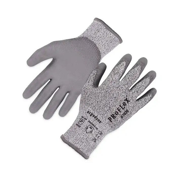 ergodyne® ProFlex 7030 ANSI A3 PU Coated CR Gloves, Gray, Medium, 12 Pairs/Pack