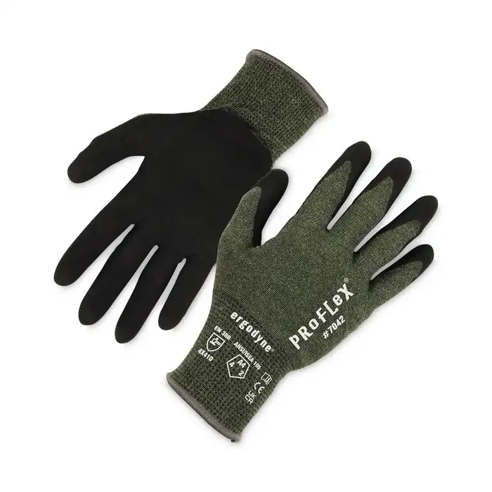 ergodyne® ProFlex 7042 ANSI A4 Nitrile-Coated CR Gloves, Green, X-Large, Pair
