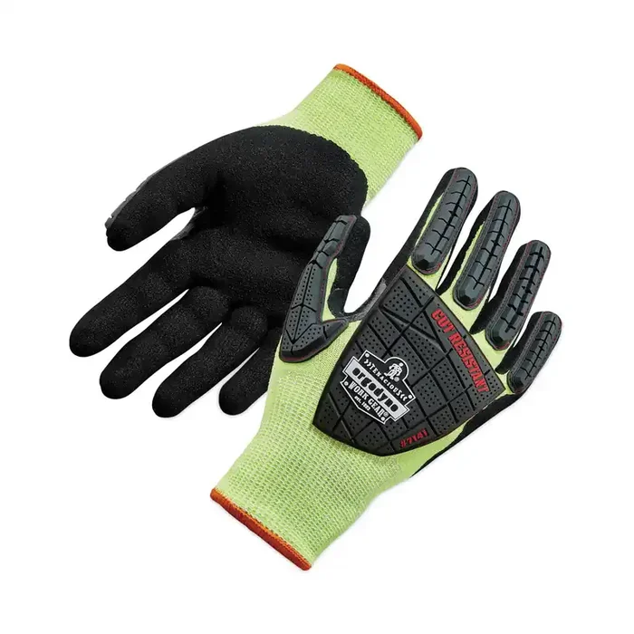 ergodyne® ProFlex 7141 ANSI A4 DIR Nitrile-Coated CR Gloves, Lime, Small, 72 Pairs/Pack