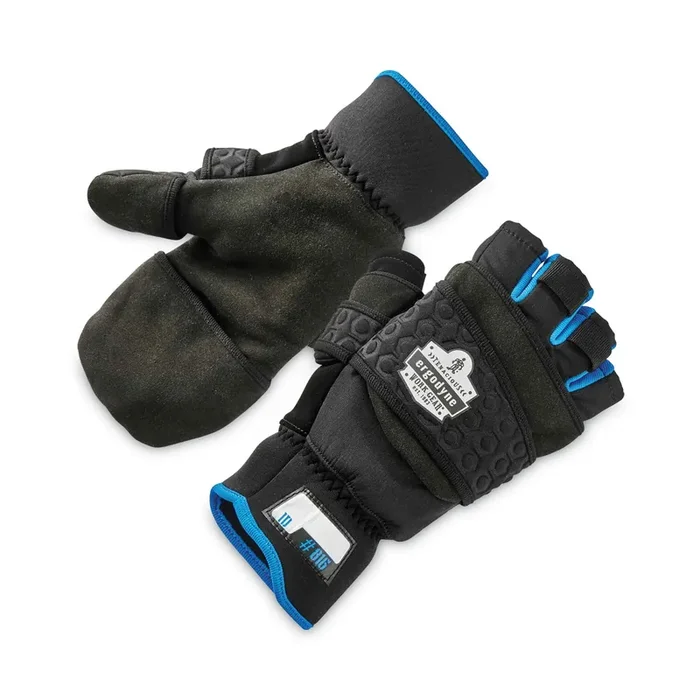 ergodyne® ProFlex 816 Thermal Flip-Top Gloves, Black, Small, Pair