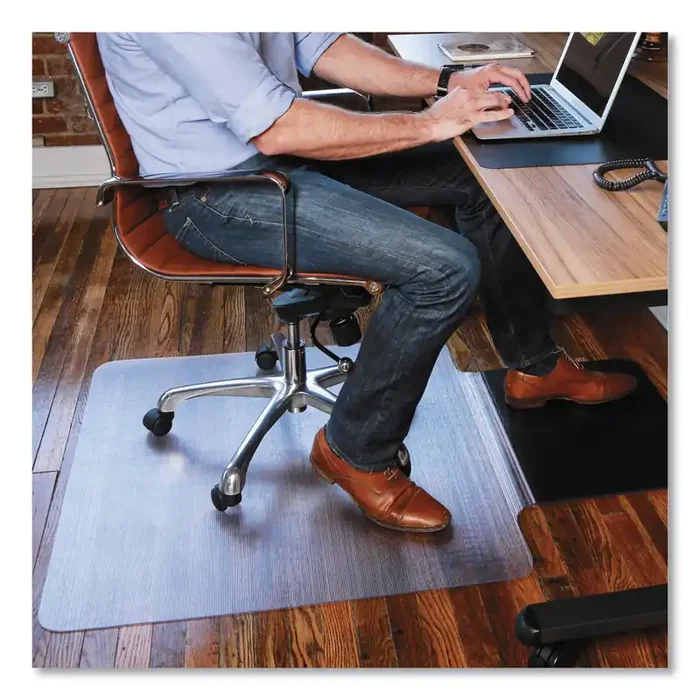 ES Robbins® Sit Or Stand Mat For Carpet Or Hard Floors, 36 X 53 With Lip, Clear/black