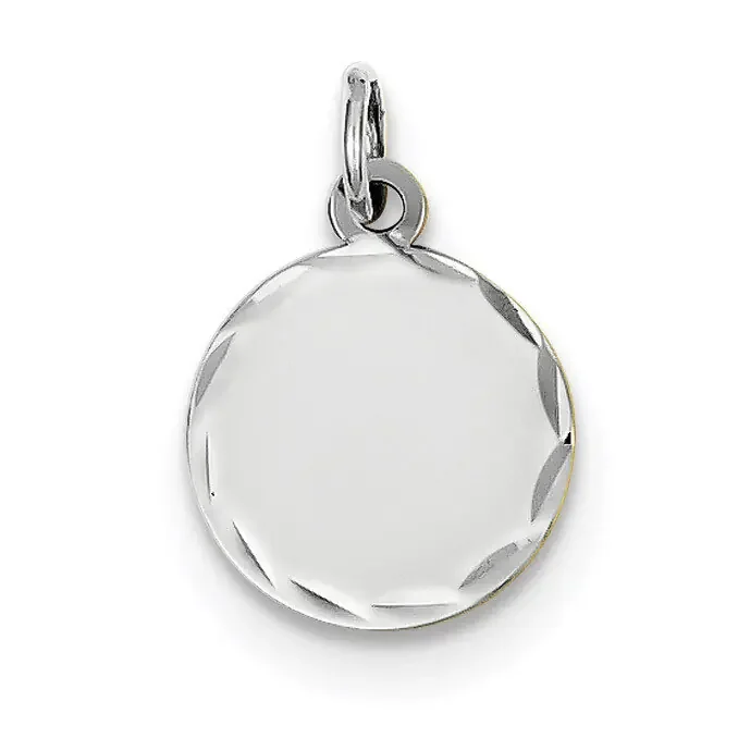 Etched .011 Gauge Engravable Round Disc Charm 14k white Gold XWM616/11