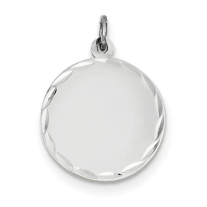 Etched .035 Gauge Engravable Round Disc Charm 14k white Gold XWM618/35