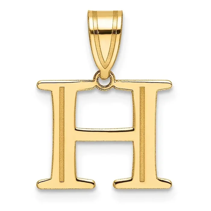 Etched Letter H Initial Pendant 14k Polished Gold YC1539H