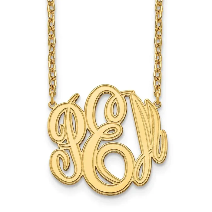 Etched Monogram Necklace 14k Gold XNA889Y